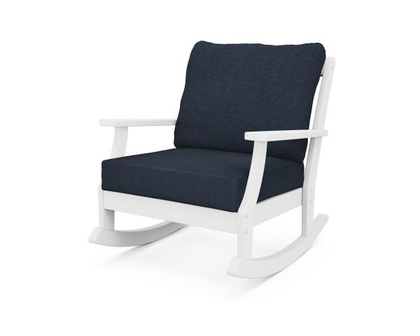 Polywood Braxton Deep Seating Rocking Chair - All-Weather Outdoor Rocking Chair for Patio, Porch & Garden - Durable Recycled Plastic Furniture with Comfortable Cushions