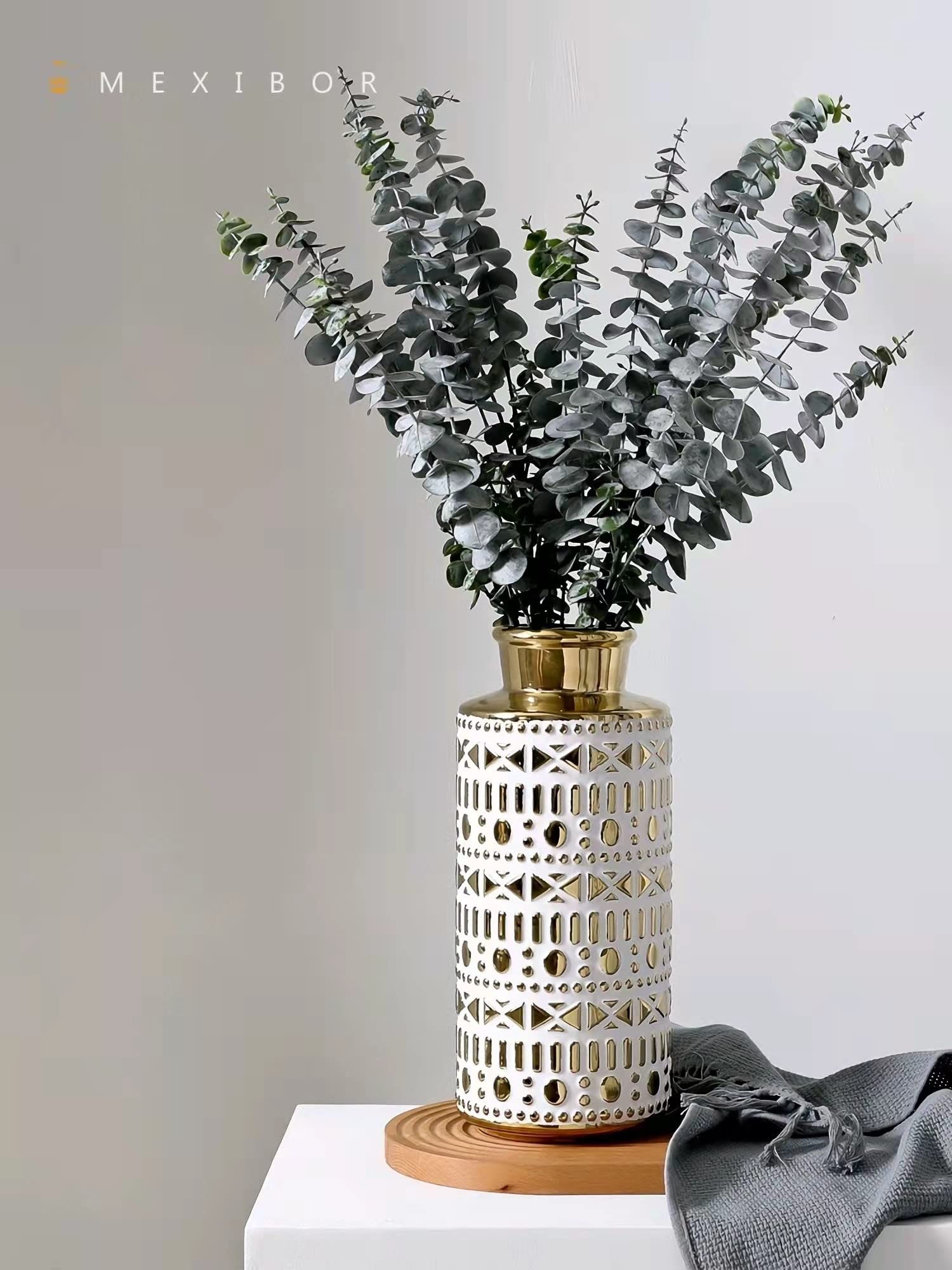 European-Style Creative Simple Retro Electroplated Embossed Ceramic Vase - Gold Large Home Decor for Living Room, Office Table | Perfect for Flower Arrangements, Wedding Centerpieces & Modern Interior Design