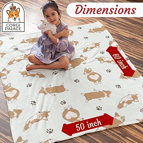 Corgi Sherpa Blanket - Ultra Soft Fluffy Throw Blanket with Adorable Corgi Design | Perfect Gift for Dog Lovers | Cozy Home Decor for Bed, Sofa & Winter Nights