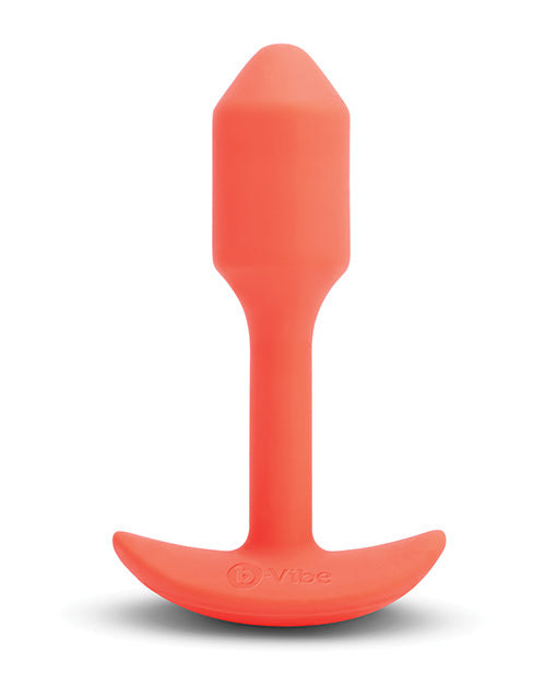 B Vibe Vibrating Snug Plug - Rechargeable Silicone Anal Plug for Men & Women, Small Size, Orange - Perfect for Solo Play & Couples Intimacy