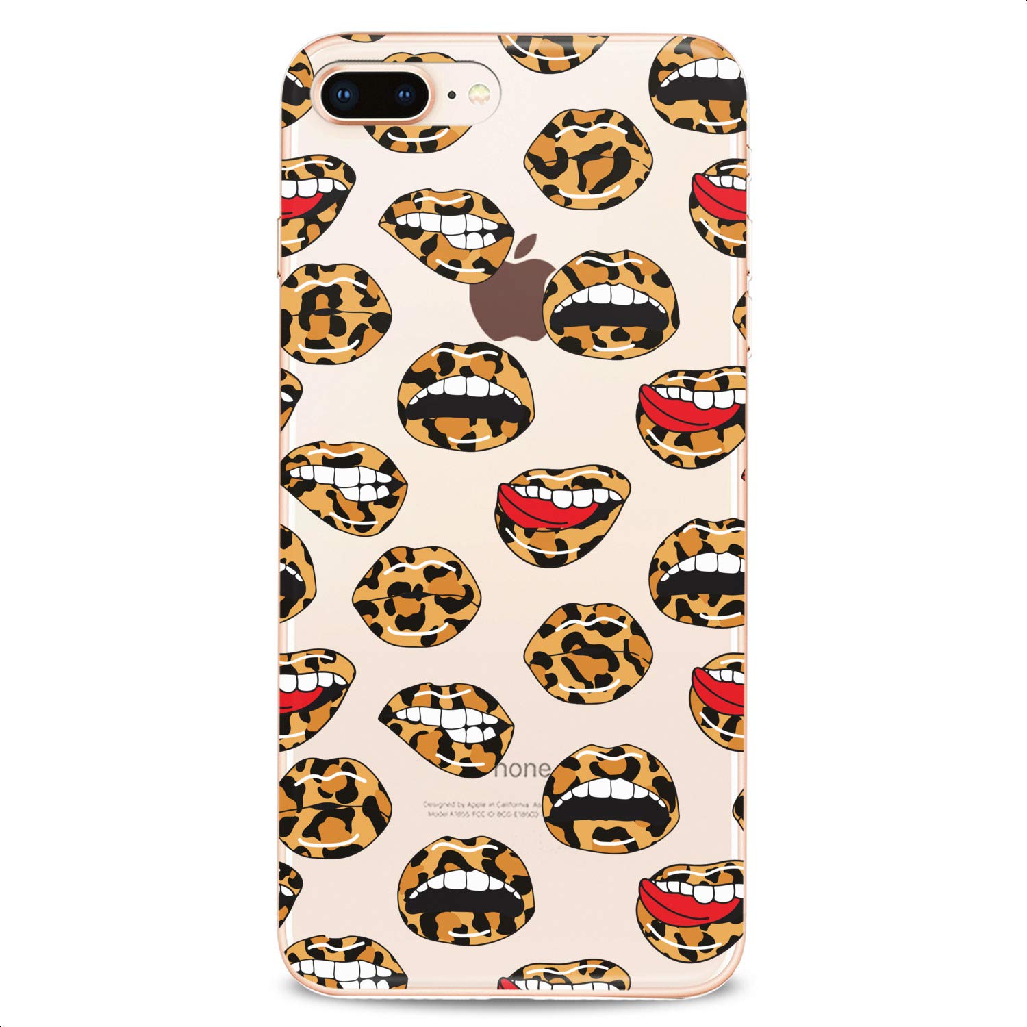 Premium TPU Phone Case for iPhone 16/15/14/13/12/11 Pro Max/Plus/Mini/XS/XR/X/8/7/6/5/SE - Slim Clear Leopard Lips Design, Flexible Silicone Protective Cover for Women - Perfect for Everyday Use, Office & School Accessory