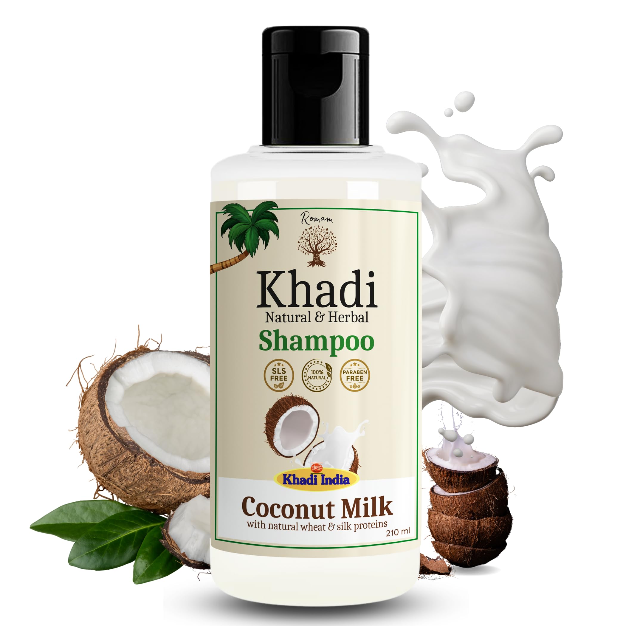 KHADI Coconut Milk Natural Protein Shampoo with Wheat & Silk Proteins | SLS & Paraben Free | Hydrating & Nourishing for Dry, Damaged Hair | Pack of 2 (420 ML) | Perfect for Daily Hair Care & Scalp Health