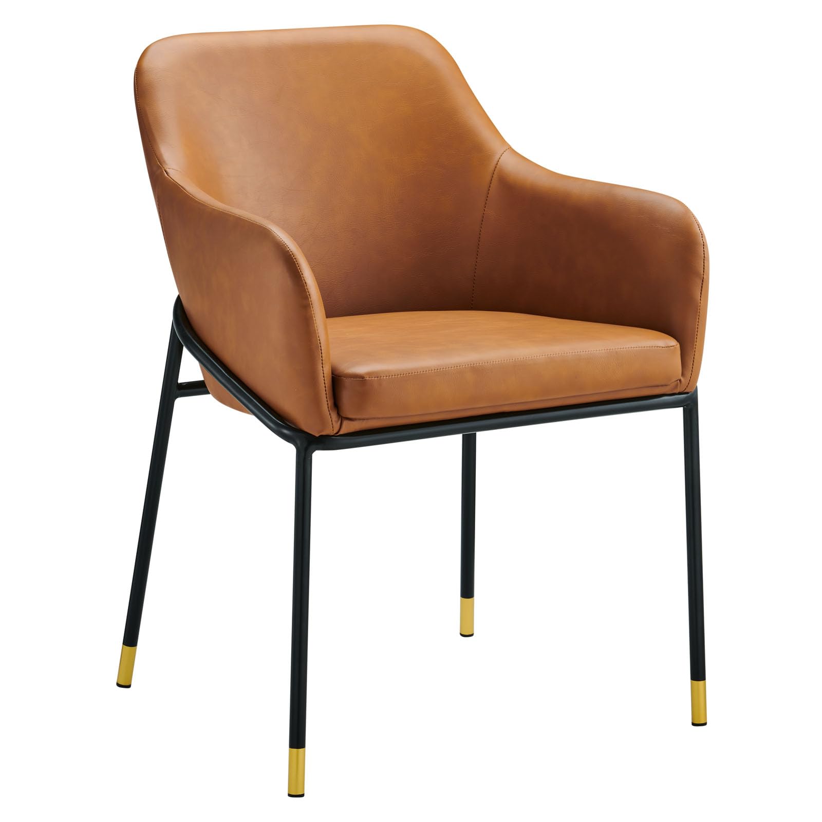 Modway Jovi Vegan Leather Dining Chair - Black & Tan | Modern Kitchen & Dining Room Furniture for Home & Office Use