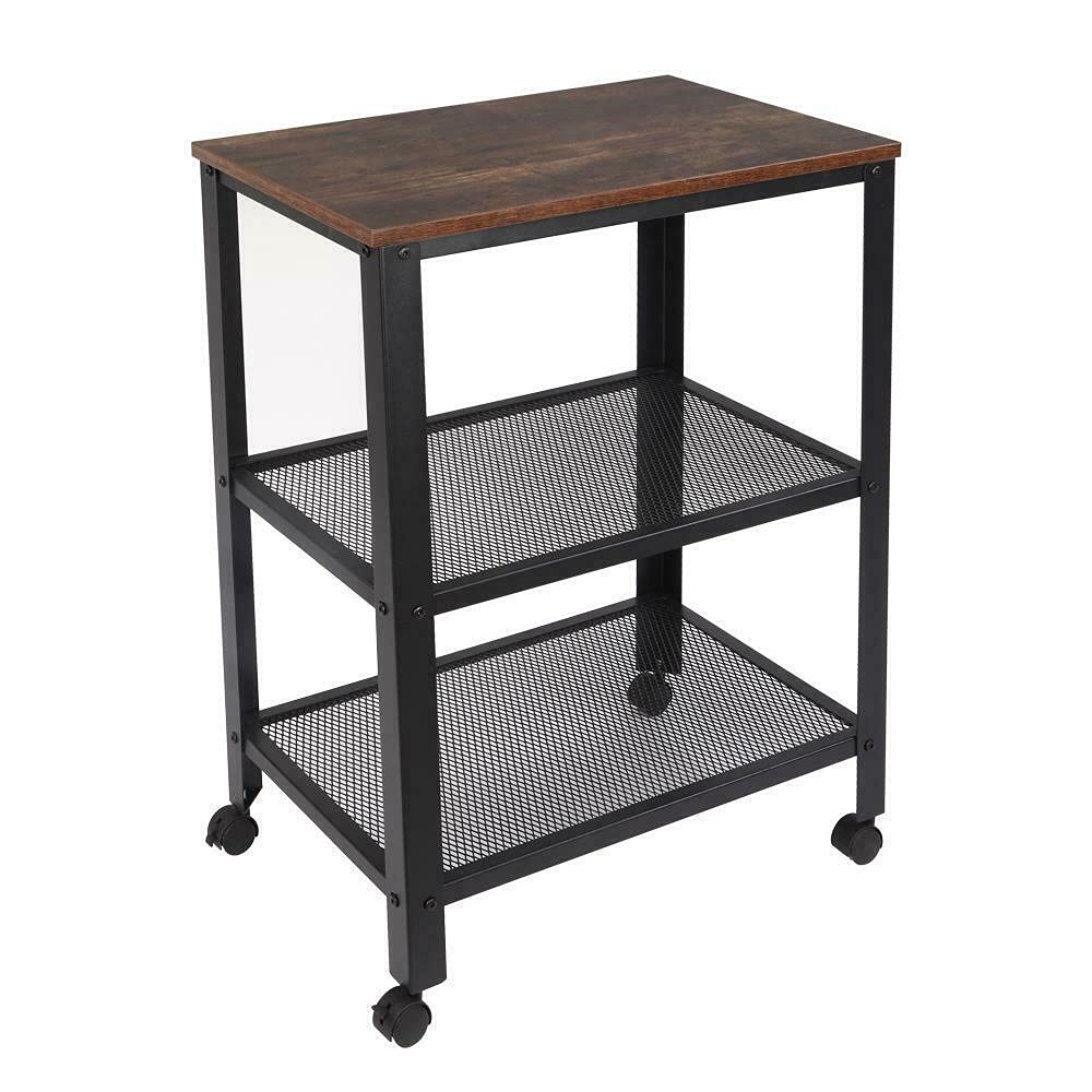 Premium Metal Serving Cart with Wheels - Mobile Kitchen Storage Cart, Rolling Bar Cabinet, Kitchen Shelves & Organizer - Perfect for Home, Restaurant, or Outdoor Entertaining