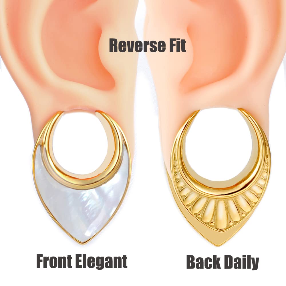 Casvort 2 PCS Hypoallergenic 316L Stainless Steel Conch Saddle Hangers Ear Tunnels - Reverse Saddle Gauges Body Jewelry 8mm-25mm (0g-1