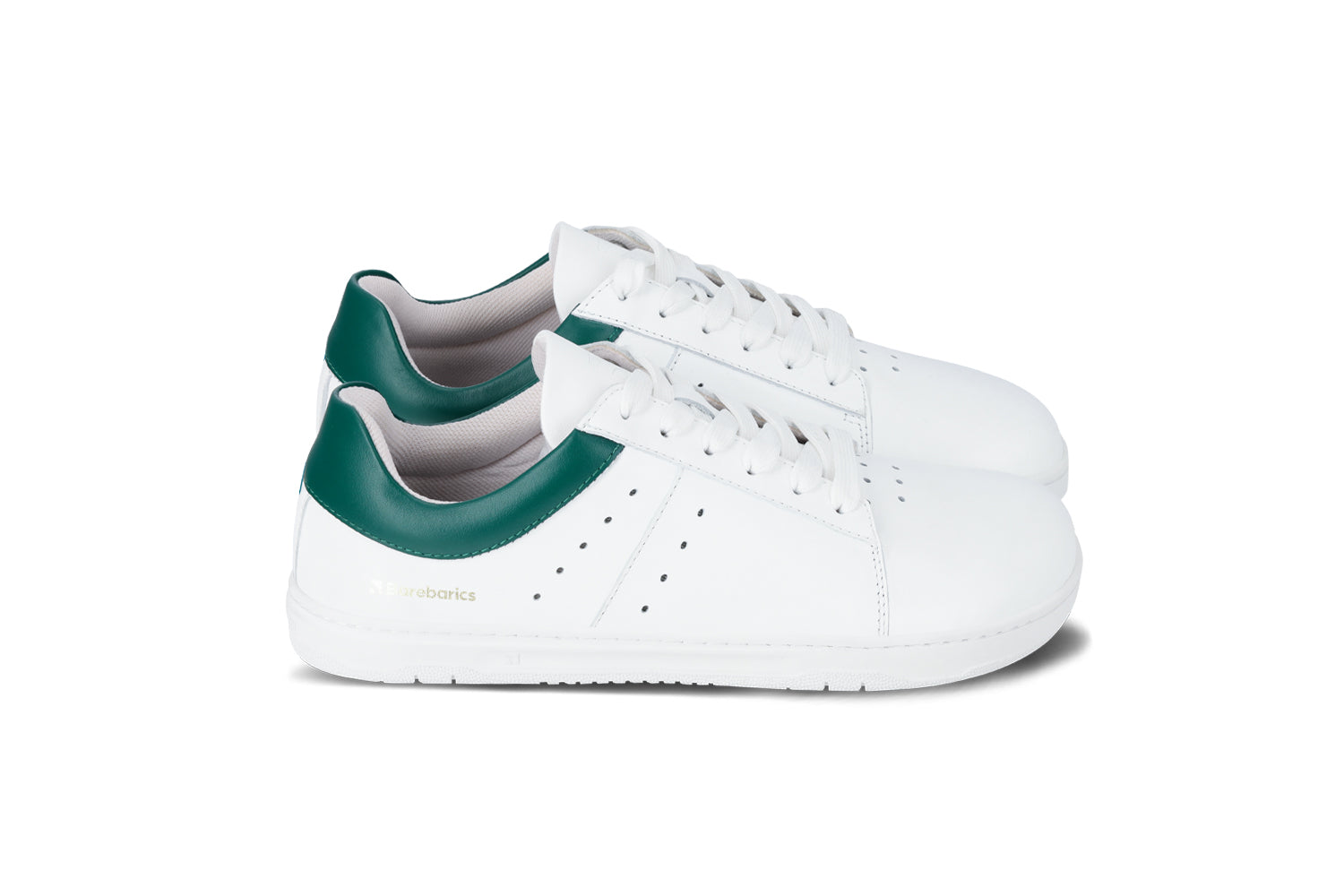 Barebarics Enigma Barefoot Sneakers for Men & Women - White & Dark Green Minimalist Shoes for Running, Walking & Gym Workouts