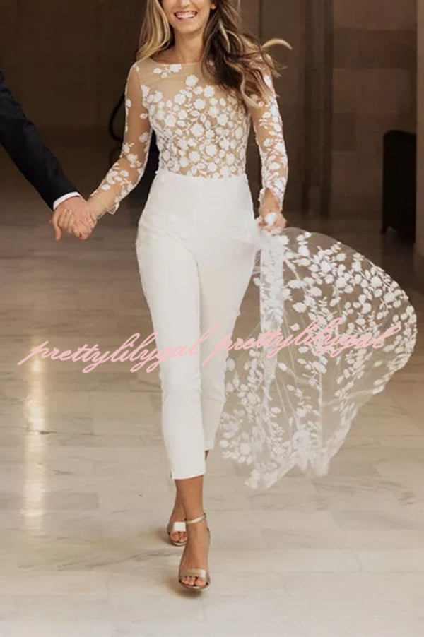 Elegant White Wedding Jumpsuit for Women - Chic Bridal Romper for Beach Elopement & Summer Weddings