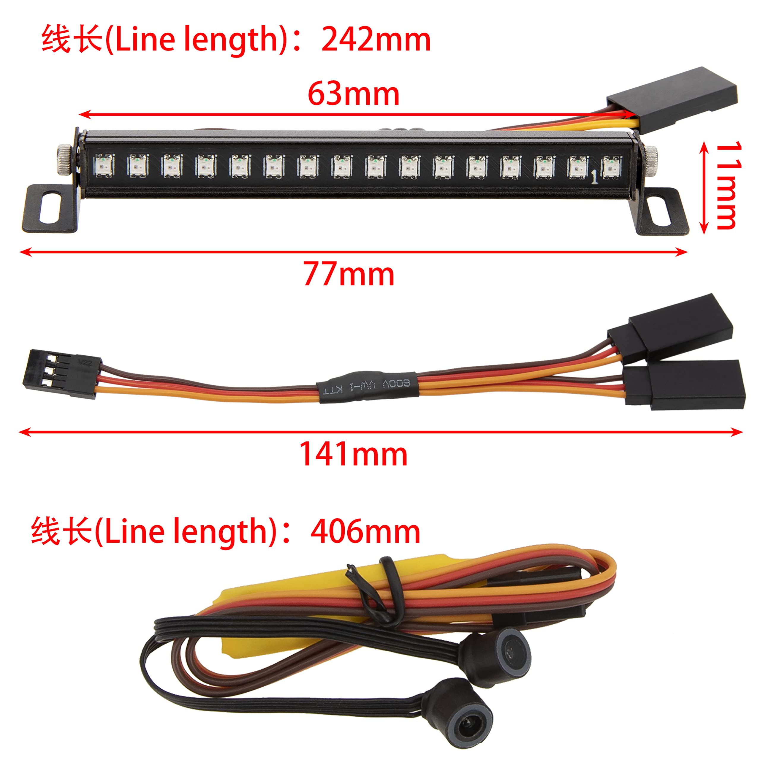 MEUS TRX4M Roof Light Bar - 16 LED 8 Modes for RC Crawler Car Upgrade | Off-Road Night Crawling