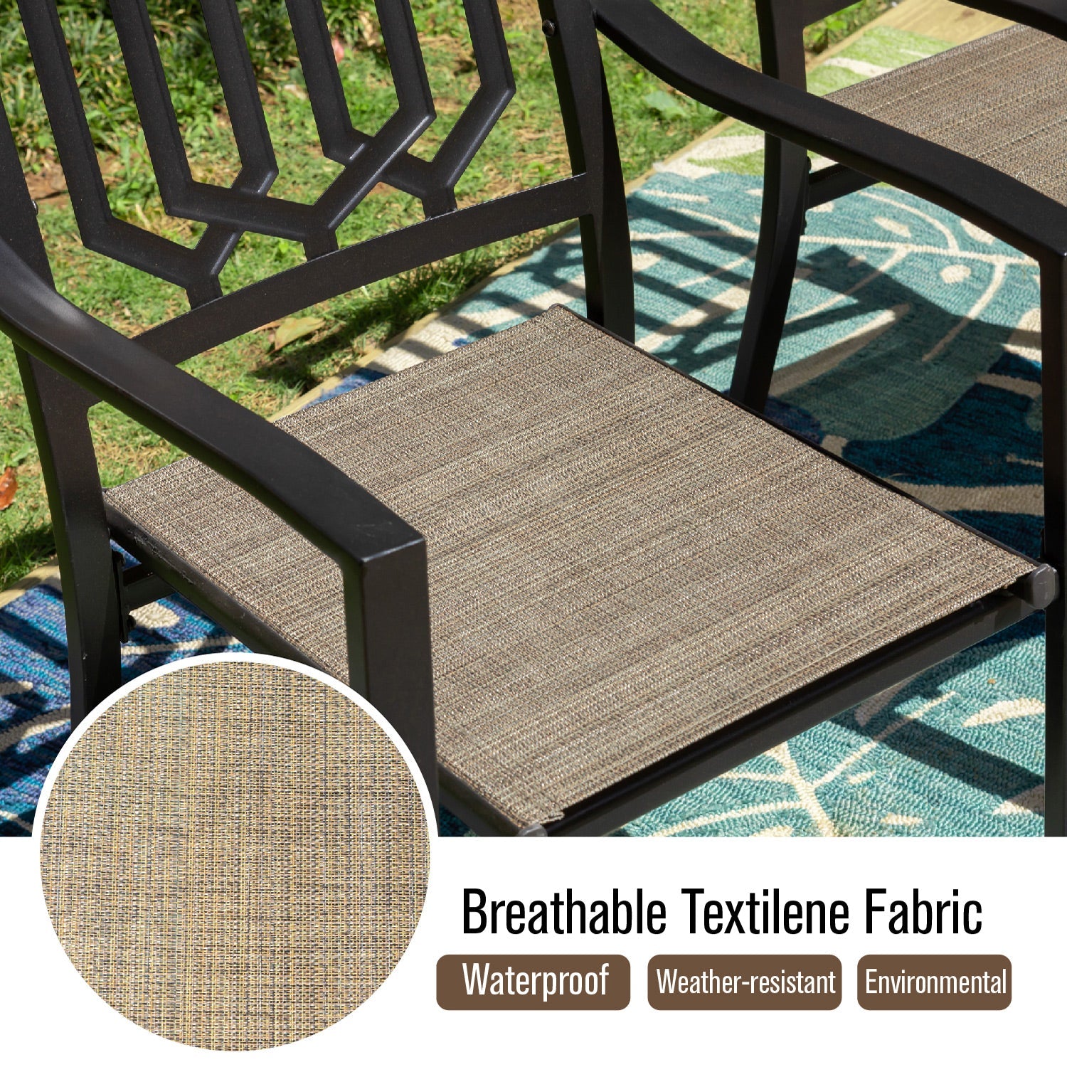 Sophia & William Textilene Patio Dining Chair with Steel Frame - Outdoor Furniture for Garden, Poolside, Deck & Patio Dining