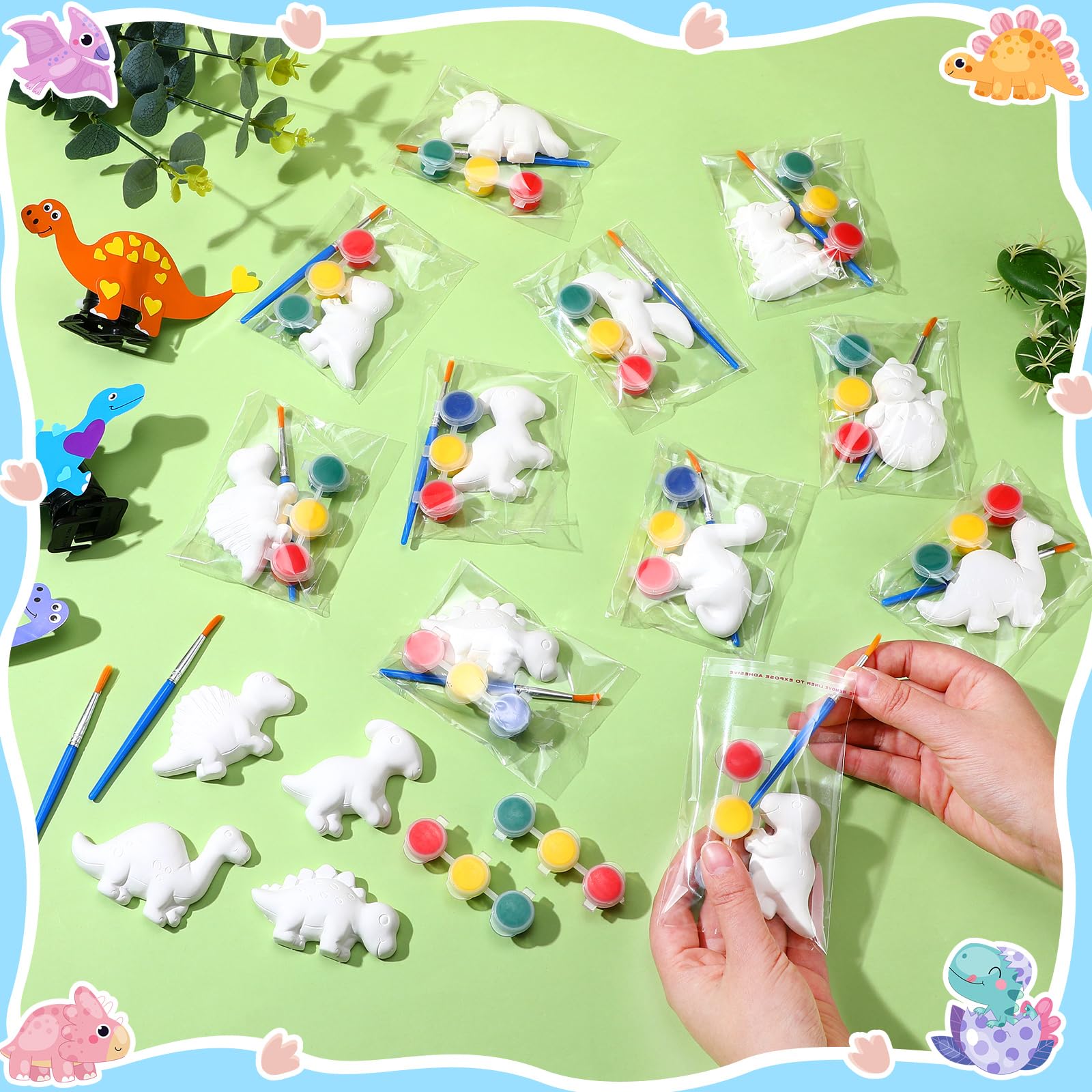 20-Piece Dinosaur DIY Painting Kit - Unpainted Ceramic Dinosaur Statues with Acrylic Paints & Brushes - Creative Arts & Crafts Activity for Kids, Boys, Girls & Adults - Perfect for Birthday Parties, Classroom Projects & Family Bonding Time