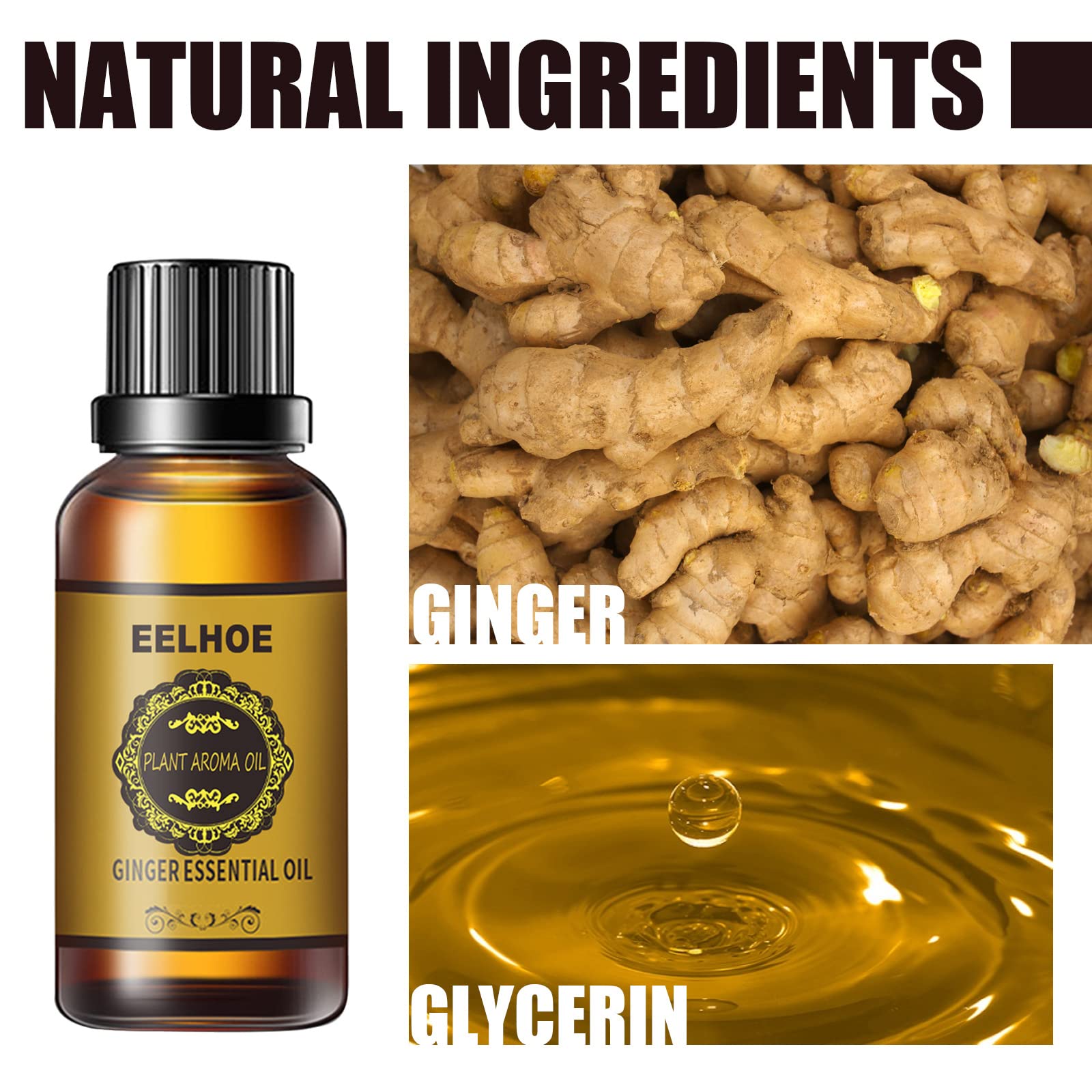 **Ginger Body Oil for Massage & Firming - Natural Moisturizing & Nourishing with Ginger Extract - Daily Use for Relaxation & Sore Muscle Relief - Perfect for Spa, Post-Workout & Self-Care**