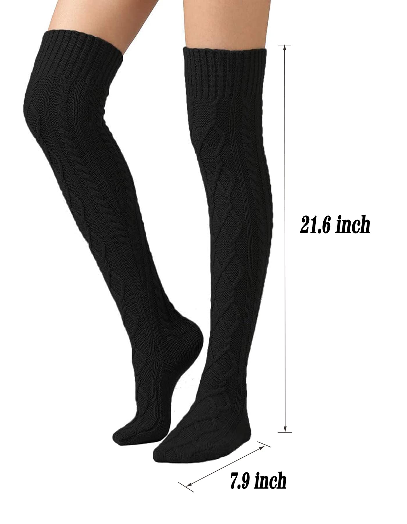 Leoparts Women's Cable Knit Thigh High Boot Socks - Extra Long Over Knee Winter Stockings & Leg Warmers for Boots, Snow Days & Cold Weather Fashion