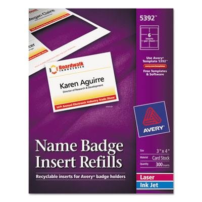 Avery Additional Laser/Inkjet Inserts - 3 x 4 Inches, White, 300 per Box - Perfect for Labels, Name Tags & Organization in Offices, Schools & Homes