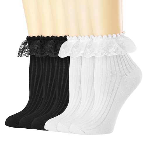 6pairs( 3black+3 White-lace Style7)