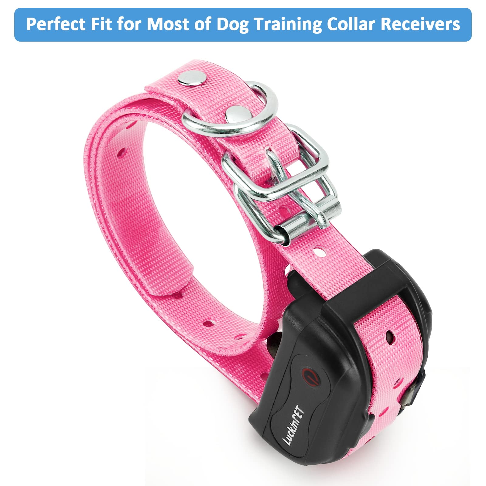 Adjustable Replacement Collar Strap for Dog Training Shock Collars & Electric Fence Receivers - Waterproof, Easy Clean, Pink (2-Pack) | Perfect for Outdoor Training & Pet Containment Systems