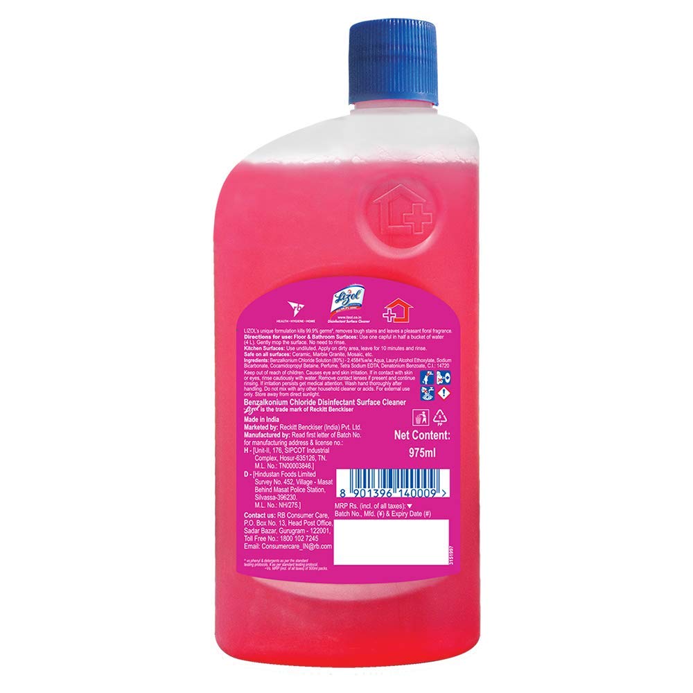 Lizol Disinfectant Floor Cleaner Floral Scent 975ml & Harpic Powerplus Toilet Cleaner Rose Fragrance 1L - Kills 99.9% Germs, Eliminates Odors - Best for Bathroom, Kitchen, Tile & Household Deep Cleaning - Ideal for Homes, Offices & Commercial Spaces