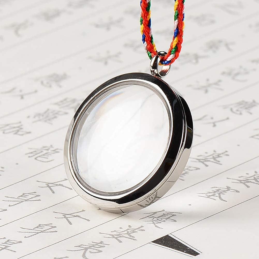 **Silver Magnifying Glass Pendant Necklace - Portable Reading Loupe for Jewelry, Crafts & Close-Up Work - Perfect for Hobbyists, Seniors & DIY Enthusiasts**