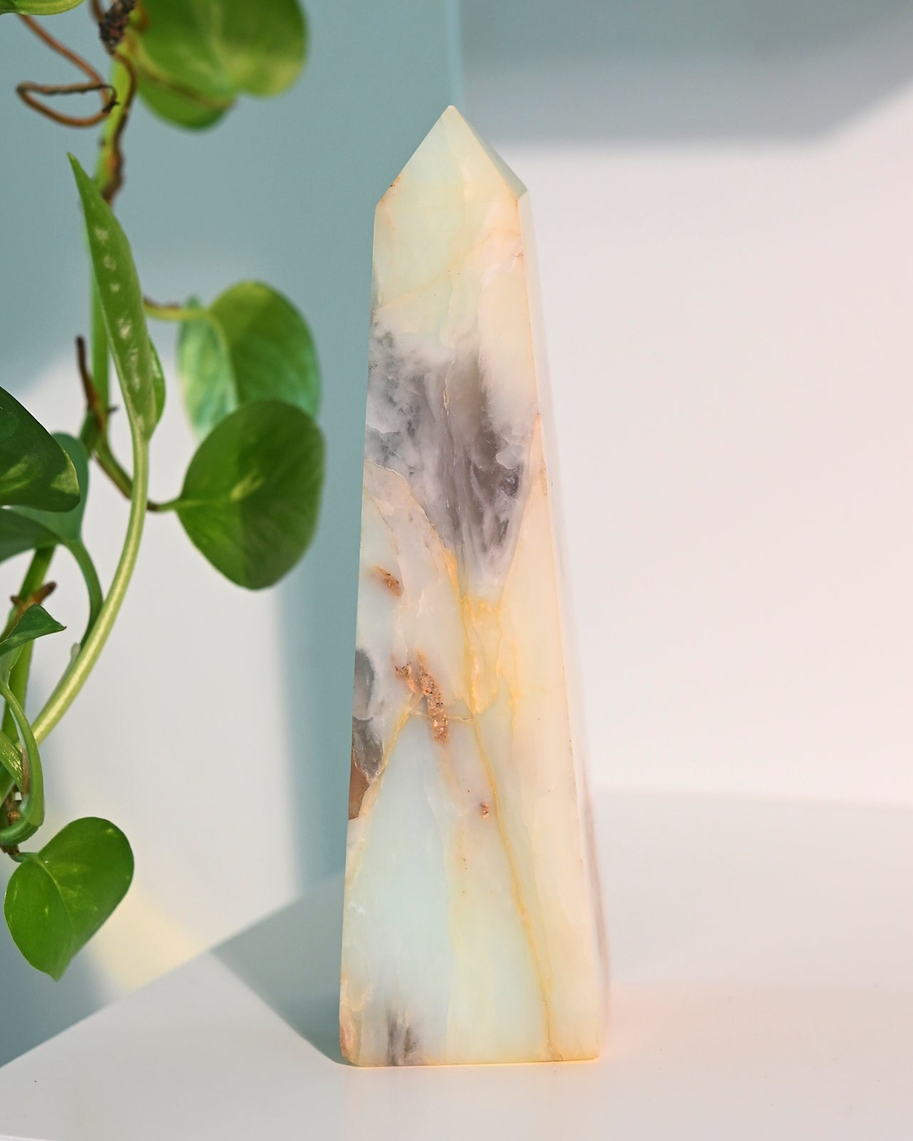 Natural Peruvian Blue Opal Tower - 6 Inch Healing Crystal for Meditation, Reiki & Home Decor | Spiritual Energy Stone for Positive Vibes