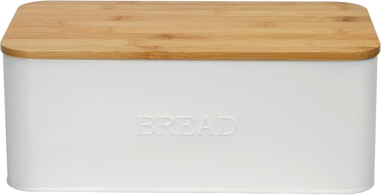 OUTSHINE White Bread Storage Box with Cutting Board Lid - Compact Kitchen Countertop Bread Bin for Fresh Bread, Baguettes & Pastries - Perfect for Small Spaces & Organized Kitchens