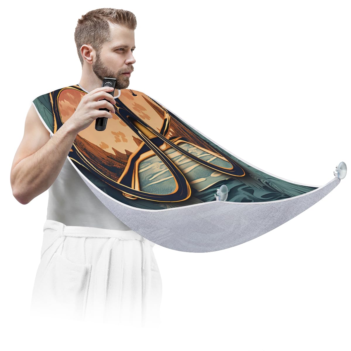 Waterproof Cartoon Sunglasses & Beard Shaving Bib for Men - Artist Apron for Hair Dye, Makeup & Barber Cape - Sink Hair Catcher & Beard Trimming Tool - Perfect for Salon, Home Grooming & DIY Hair Coloring