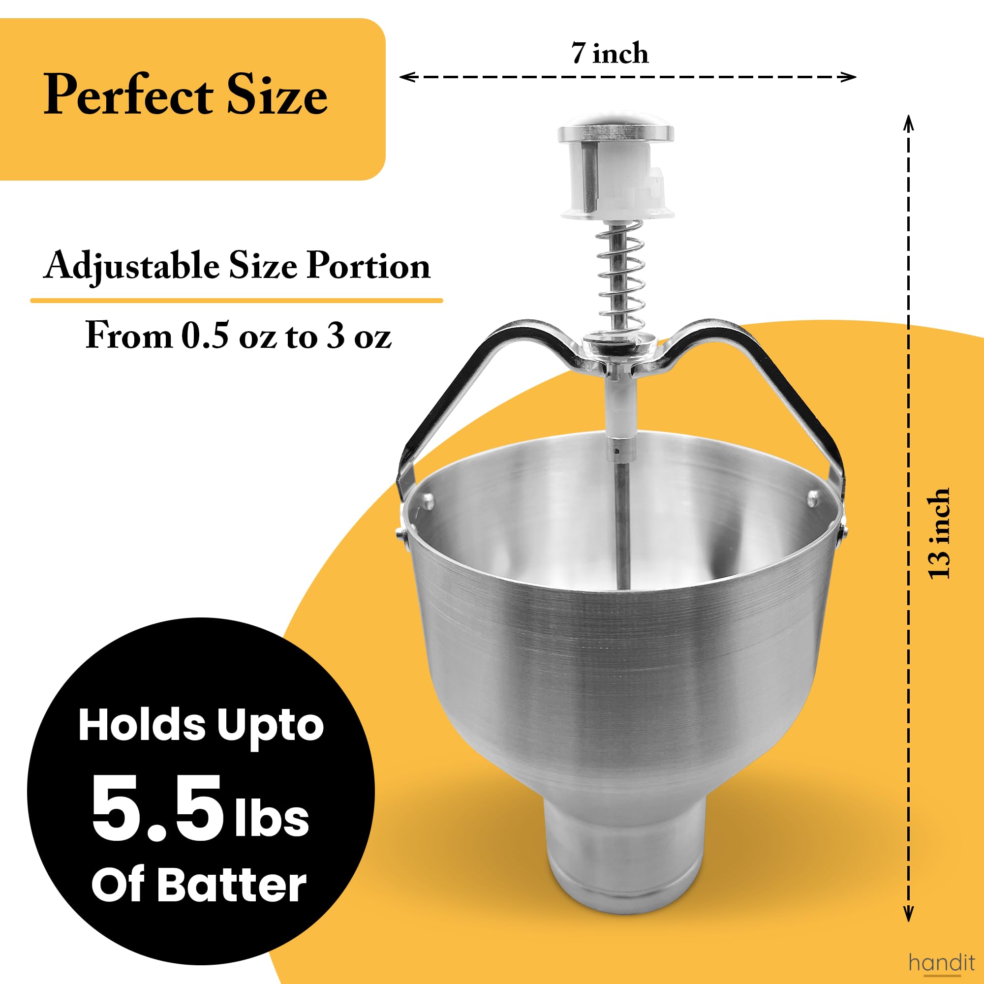 Commercial Grade Pancake Batter Dispenser with Stand - 8-Size Settings for Even Flow, Easy Use | Perfect for Funnel Cakes, Waffles, Pancakes & More | Ideal for Restaurants, Cafes & Home Breakfast Prep