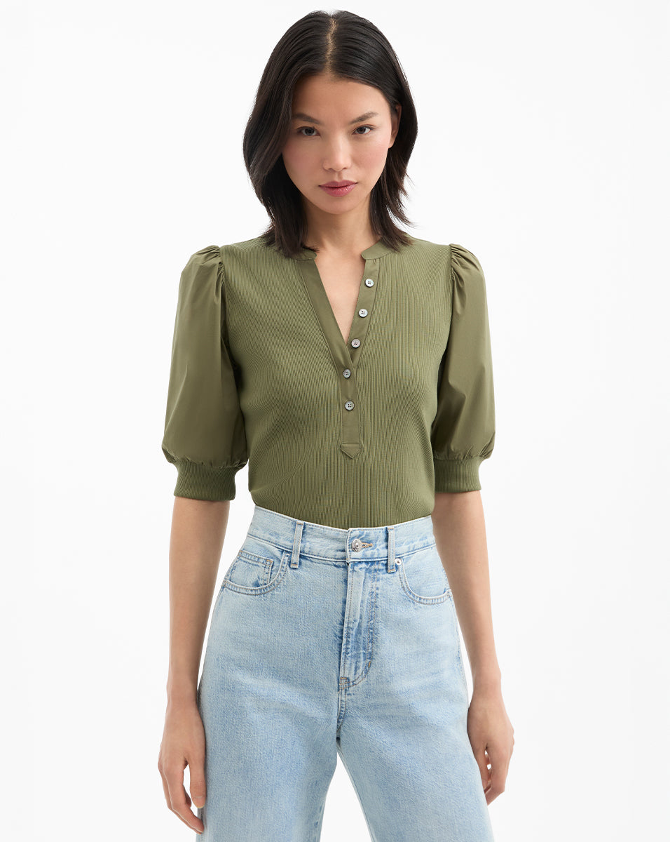 Coralee Women's Puff Sleeve T-Shirt - Trendy Short Sleeve Blouse for Casual Wear, Date Night & Office Outfits
