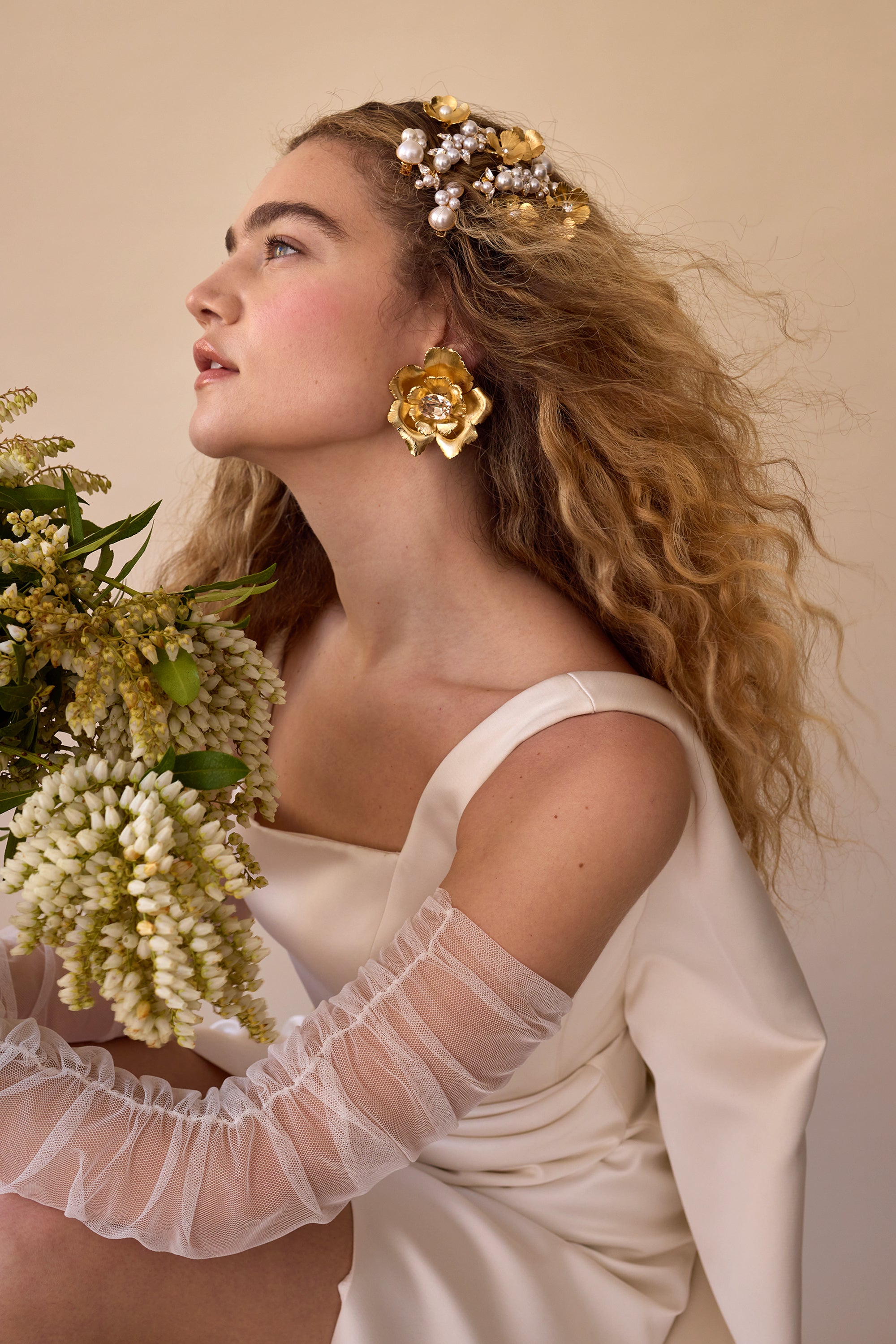 Elegant Jasmine Flower Crystal Button Earrings for Women - Perfect for Weddings, Parties & Special Occasions