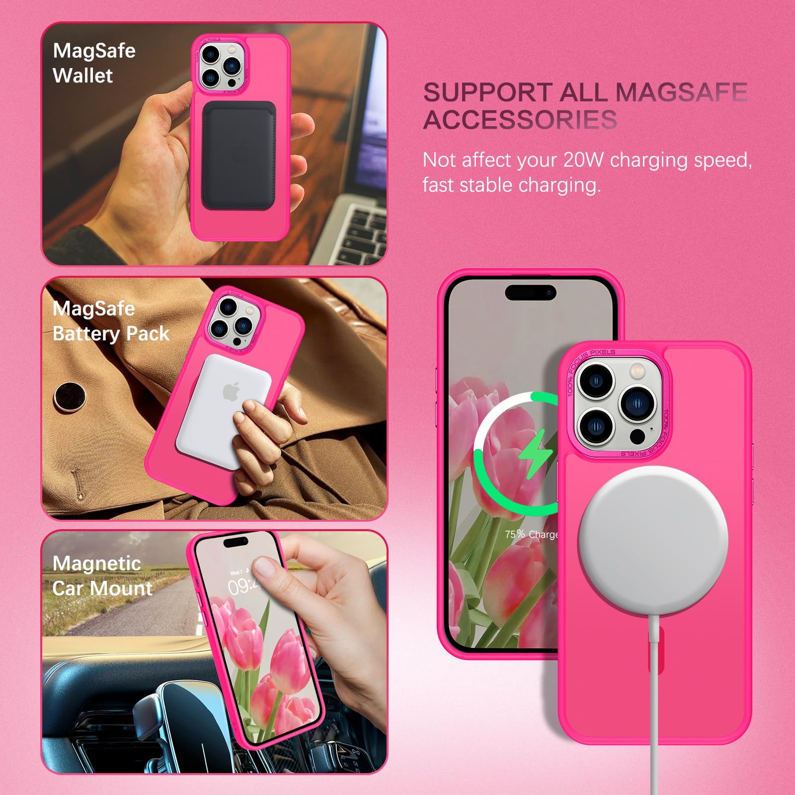 BENTOBEN iPhone 14 Pro Case [MagSafe Compatible] - Slim Matte Magnetic Shockproof Protective Cover with Anti-Slip Grip for iPhone 14 Pro 6.1