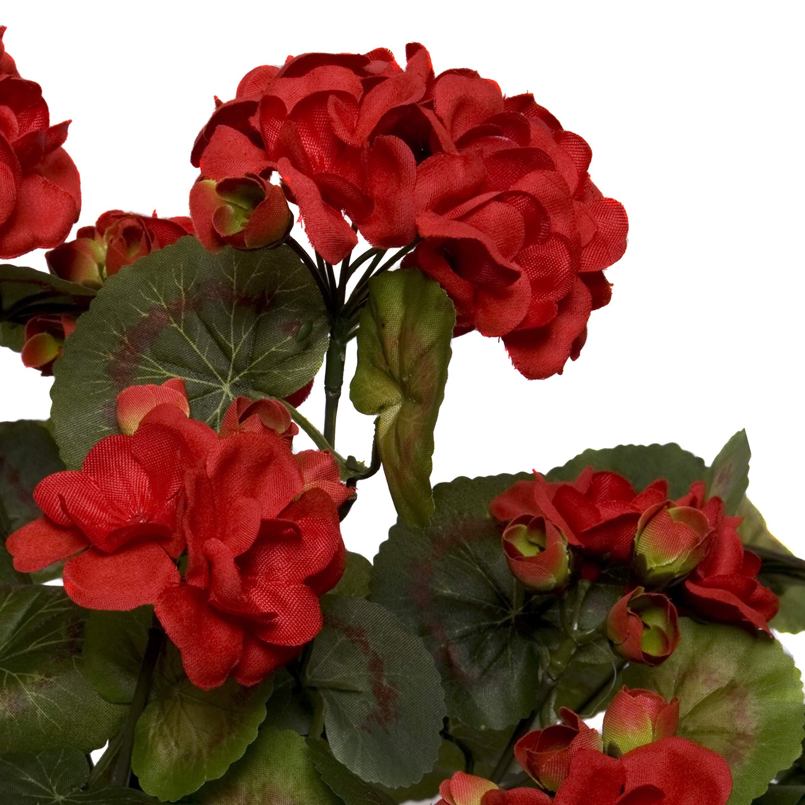 Red Artificial Geraniums in Rustic Tin Planter - 18 Inch Faux Flowers for Window Box Decor, Home & Garden, Wedding Centerpieces, and Outdoor Patio Decorations