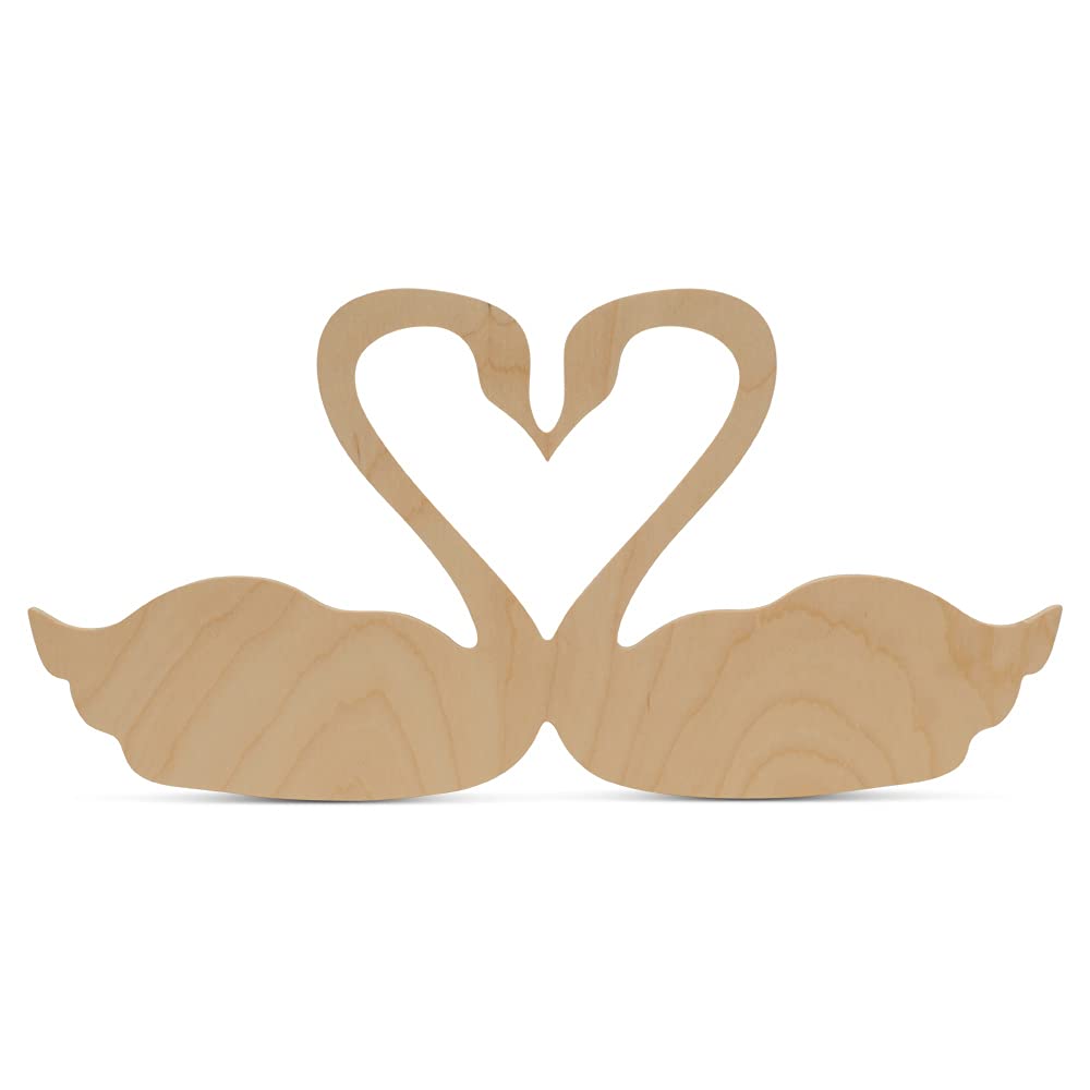 18x9 Inch Unfinished Wooden Swan Heart Cutout - Pack of 25 DIY Romantic Wood Decor for Valentine's Day, Weddings & Home Crafts | Perfect for Wall Art, Table Centerpieces & Gift Decorations by Woodpeckers