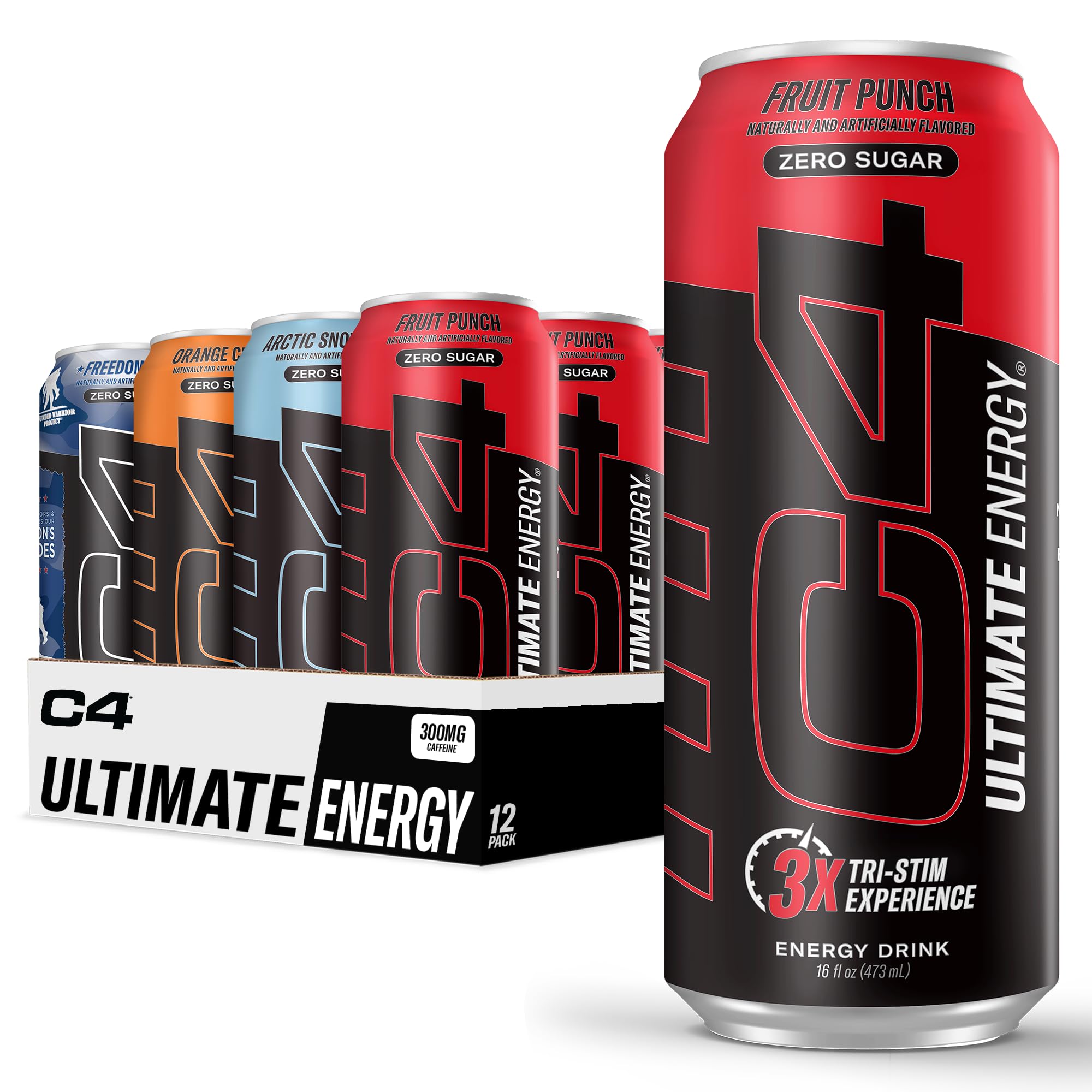 Cellucor C4 Ultimate Pre Workout Powder - Sugar Free Energy Drink with 300mg Caffeine, TeaCrine & Dynamine | Tri-Stim Energy Boost | 16oz Variety Pack (12 Pack) | Perfect for Gym, Running & High-Intensity Training