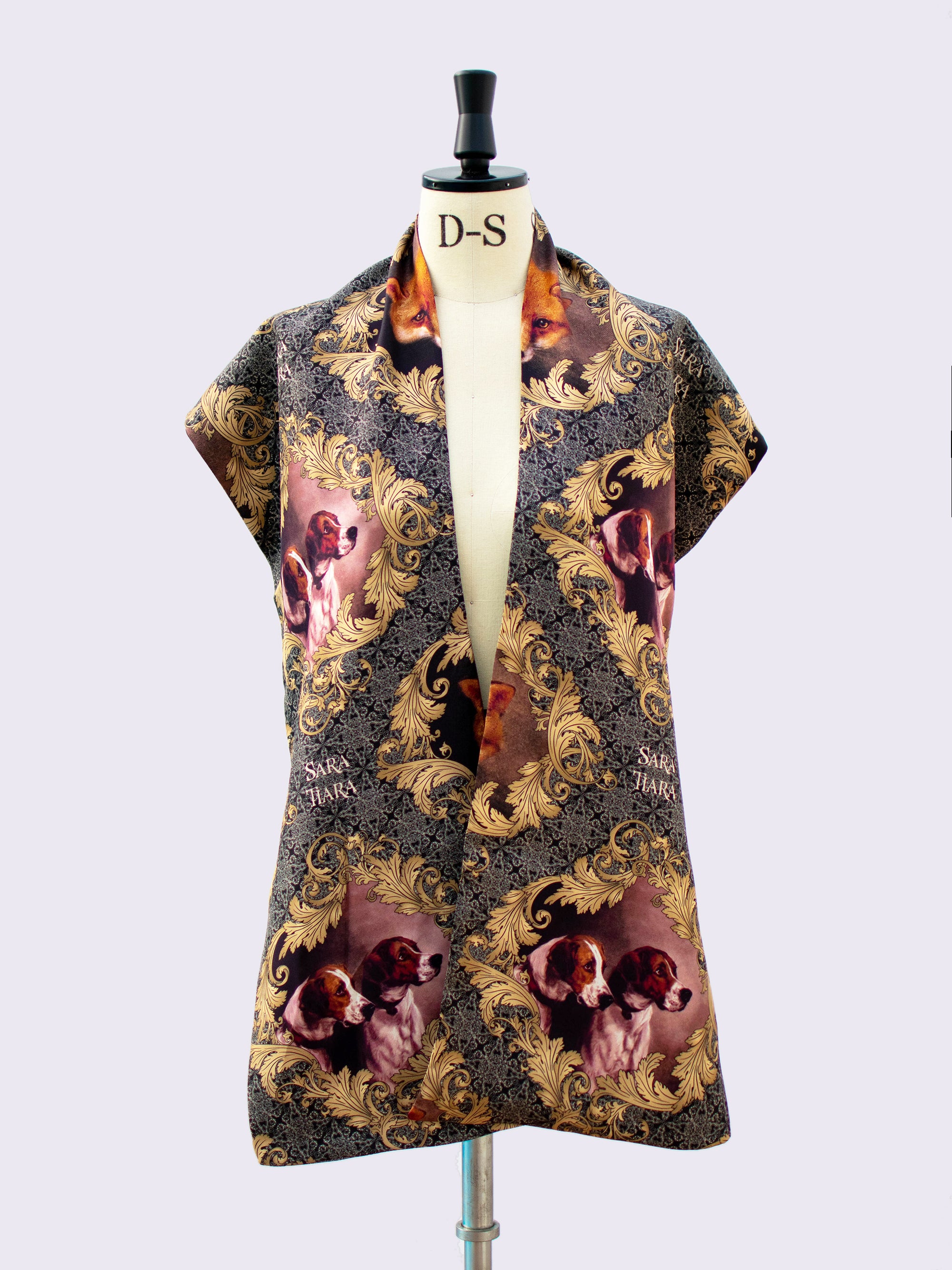 Stylish Hound Print Silk Maxi Scarf - Elegant Fashion Accessory for Women, Perfect for Parties, Weddings & Everyday Wear