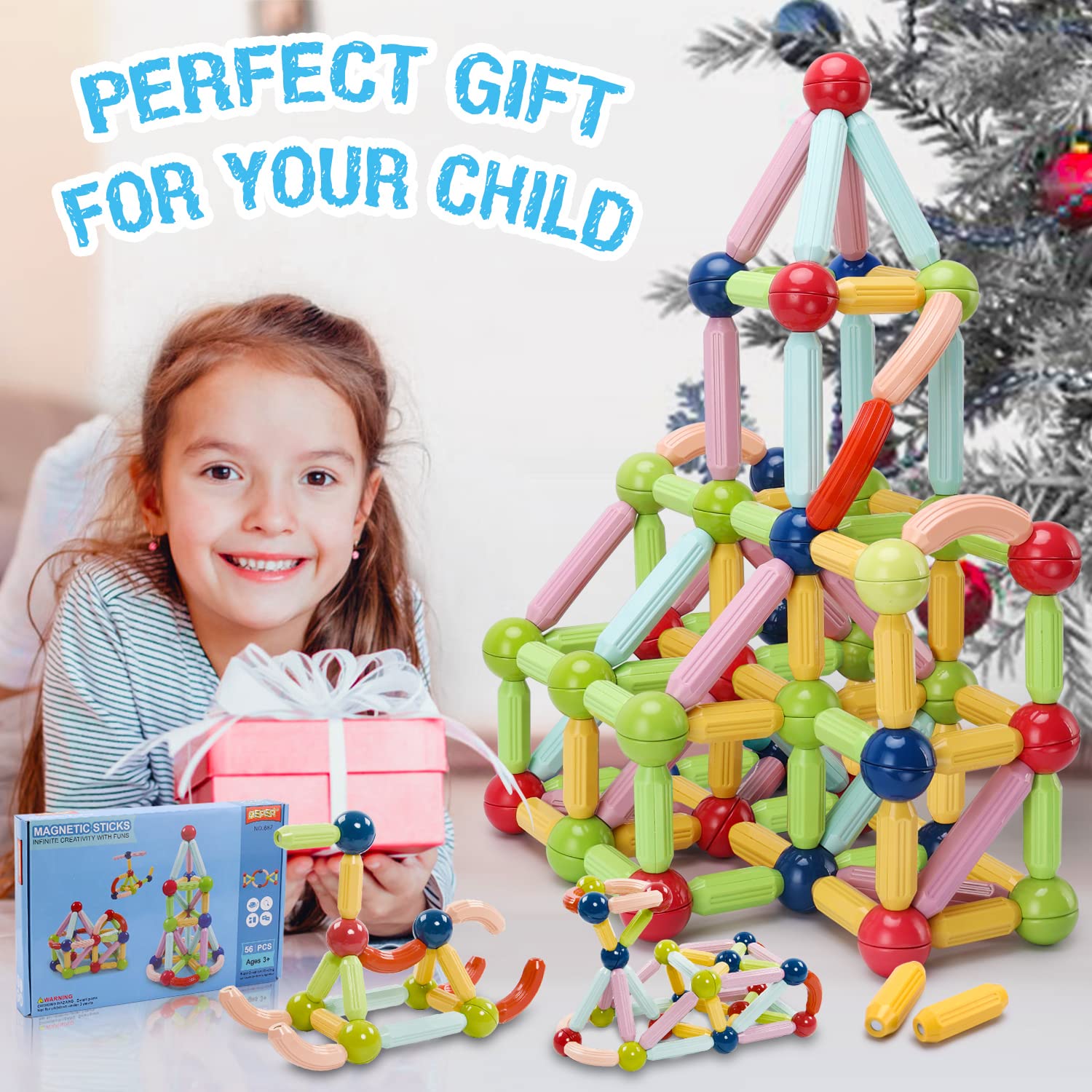 Magnetic Building Blocks STEM Toys for Kids Ages 3-8 | Educational Montessori Learning Toys for Toddlers & Preschoolers | Perfect Gift for Boys & Girls | Creative Play for Home, Classroom & Travel