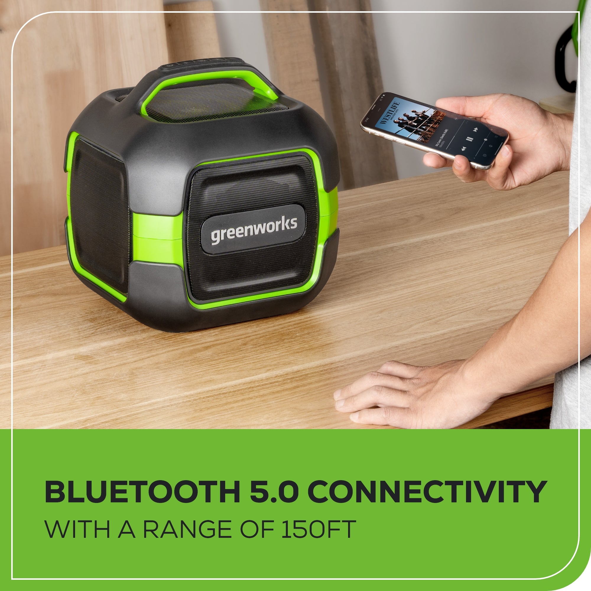 24V Cordless Bluetooth Speaker with 2.0Ah Rechargeable Battery & Charger - Portable Wireless Speaker for Outdoor, Camping, Parties & Home Use