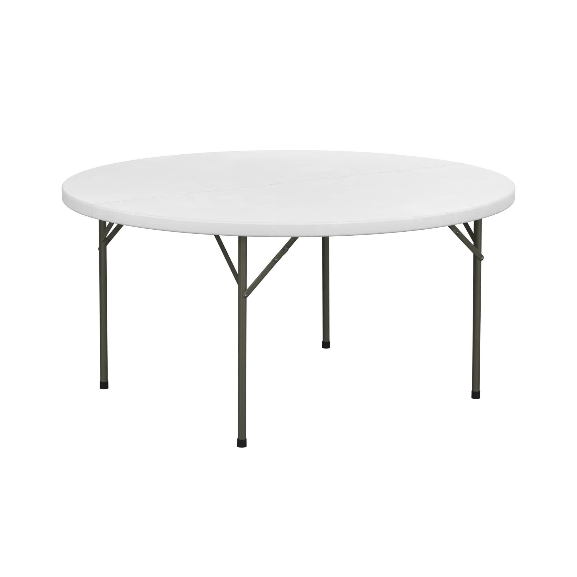 Round White Plastic Folding Table - 60 Inch Lightweight Portable Table for Indoor/Outdoor Use - Perfect for Parties, Picnics, Camping & Events
