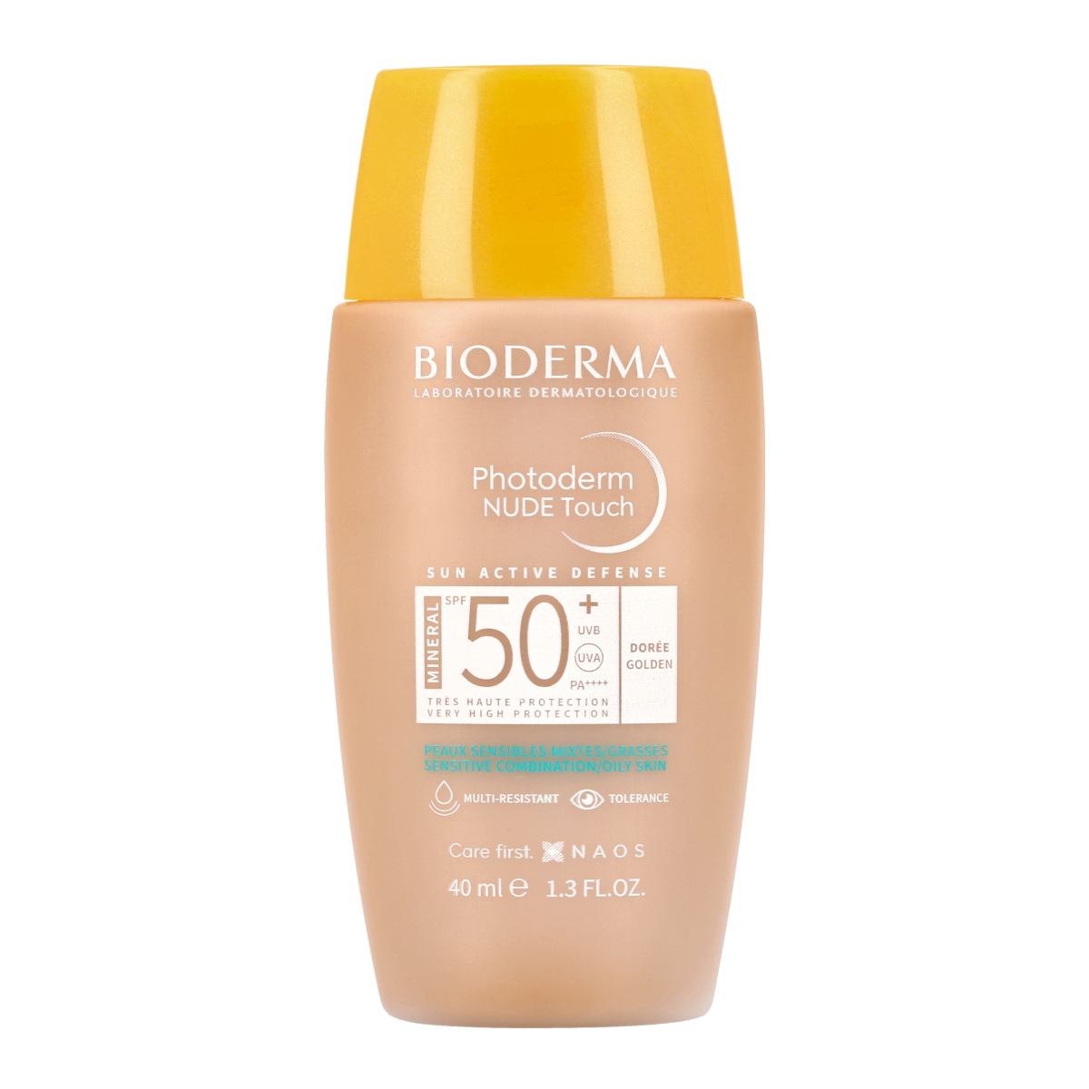 Photoderm NUDE Touch SPF 50+ Golden Tone Sunscreen - Lightweight Daily Face Sun Protection for Sensitive Skin | Perfect for Beach, Outdoor Activities & Makeup Base
