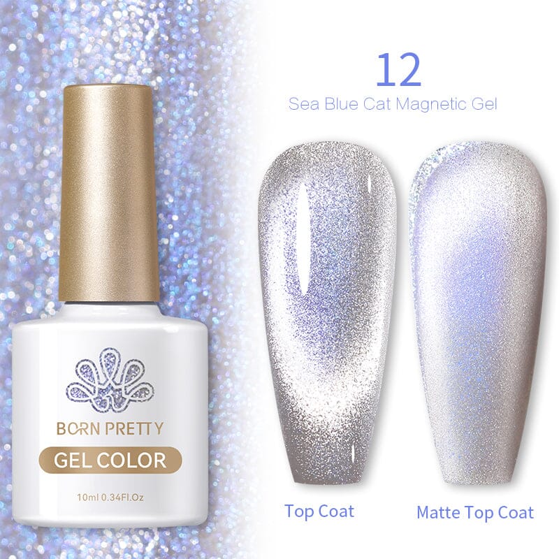 Sea Blue Cat Magnetic Gel Polish 10ml - UV LED Nail Art Kit for Salon & Home Manicure - Long Lasting Nail Polish for Professional & DIY Use