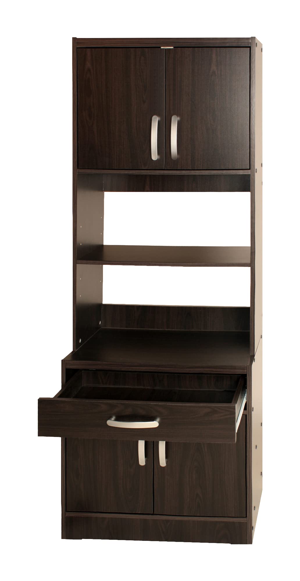 Modern Tall Wooden Kitchen Pantry Cabinet - Tobacco Finish Storage Organizer for Spices, Dishes & Dry Food | Perfect for Small Kitchens & Dining Areas