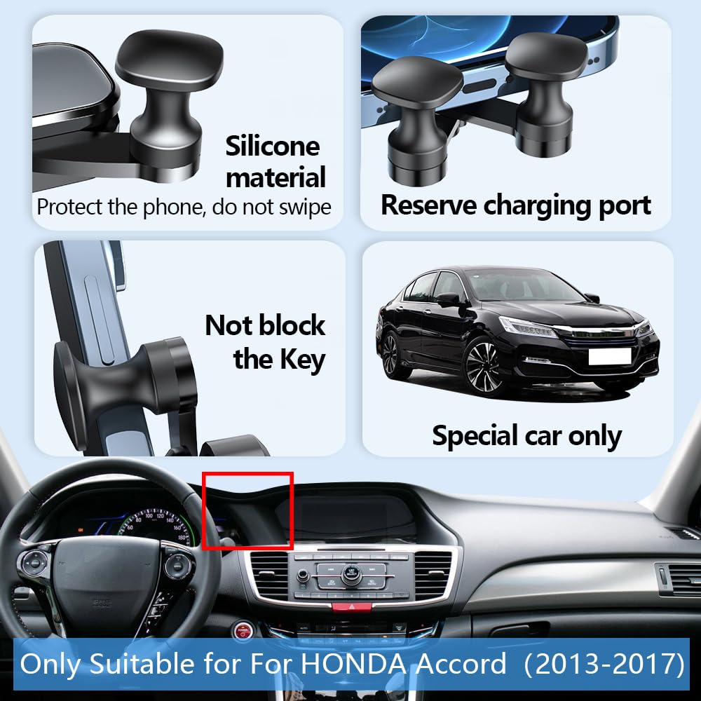 Best Car Phone Holder Mount for Honda Accord 2013-2017 (9th & 9.5th Gen) - Universal Smartphone Cradle for Sedan & Coupe - Secure Hands-Free Driving Accessory - Perfect for GPS Navigation & Road Trips