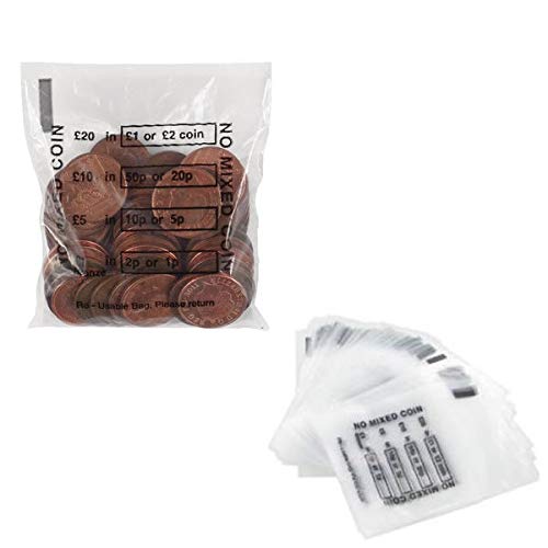 5000 Pack Cash Denomination Coin Bags - Durable Money Storage for Banks, Retail Stores & Vending Businesses