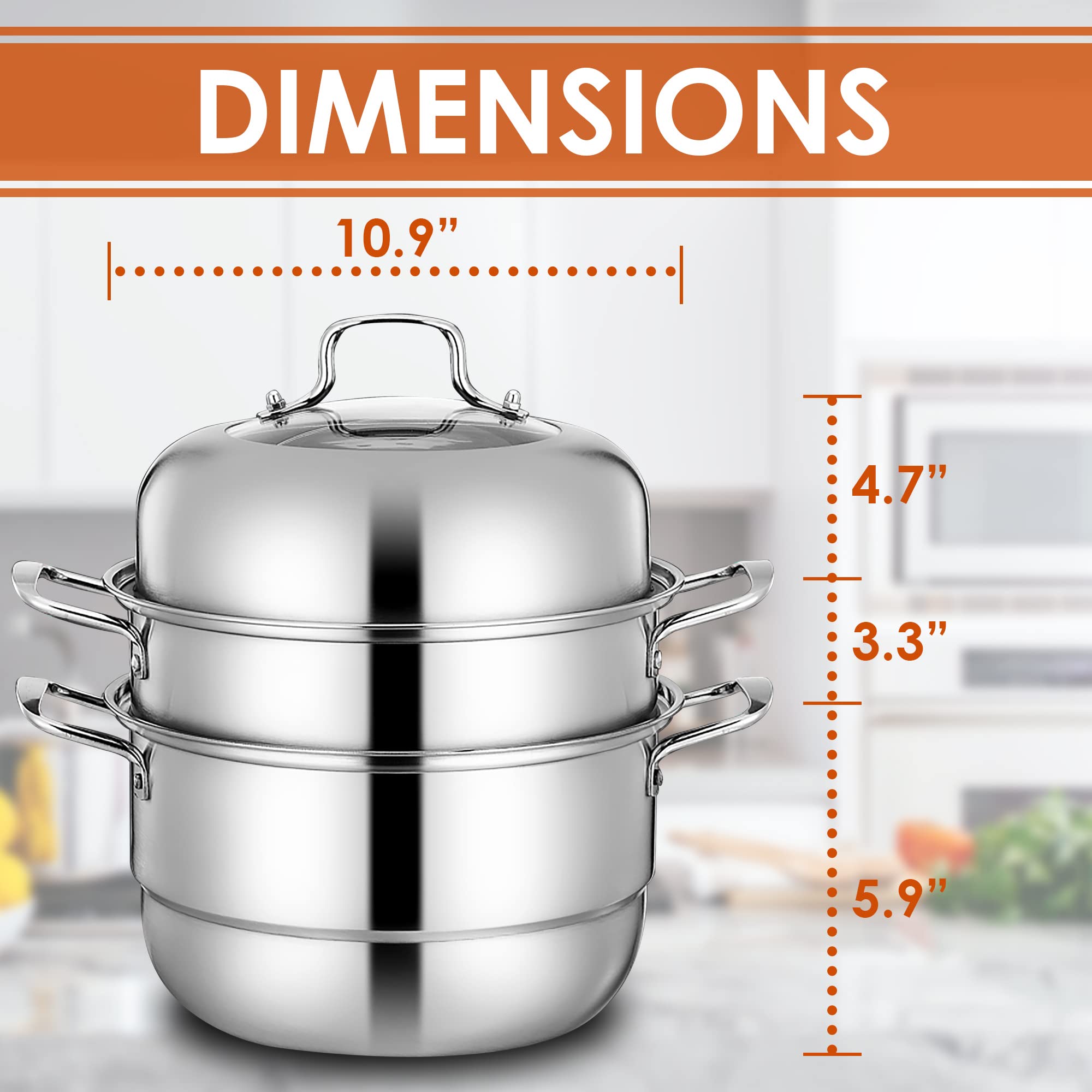 Premium Stainless Steel Steamer Pot for Cooking – 100% High-Grade Material, Works on Gas & Electric Stoves | Perfect Gift for Bakers & Home Chefs | Ideal for Dumplings, Vegetables & Seafood