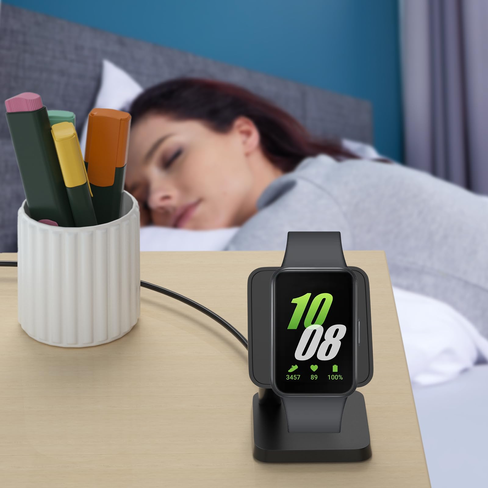 Samsung Galaxy Fit 3 Magnetic Charger Dock Stand - Fast Charging Cable & Dock for SM-R390 | Replacement Accessory (Black) | Perfect for Home, Office & Travel Use