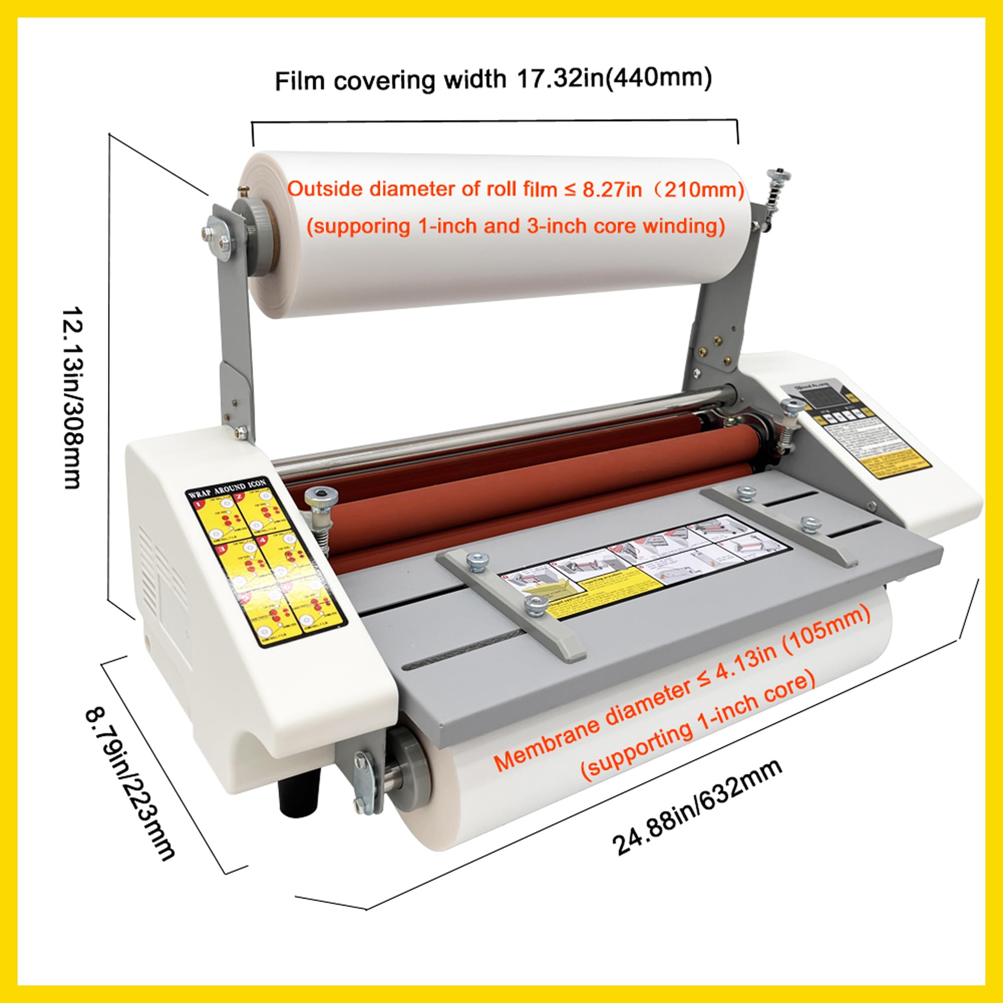 TECHTONGDA 110V Thermal Cold Roll Laminator Machine - Dual Side & Single Side Laminating with 4 Rollers & Digital Display - A2 Paper Size (17.3