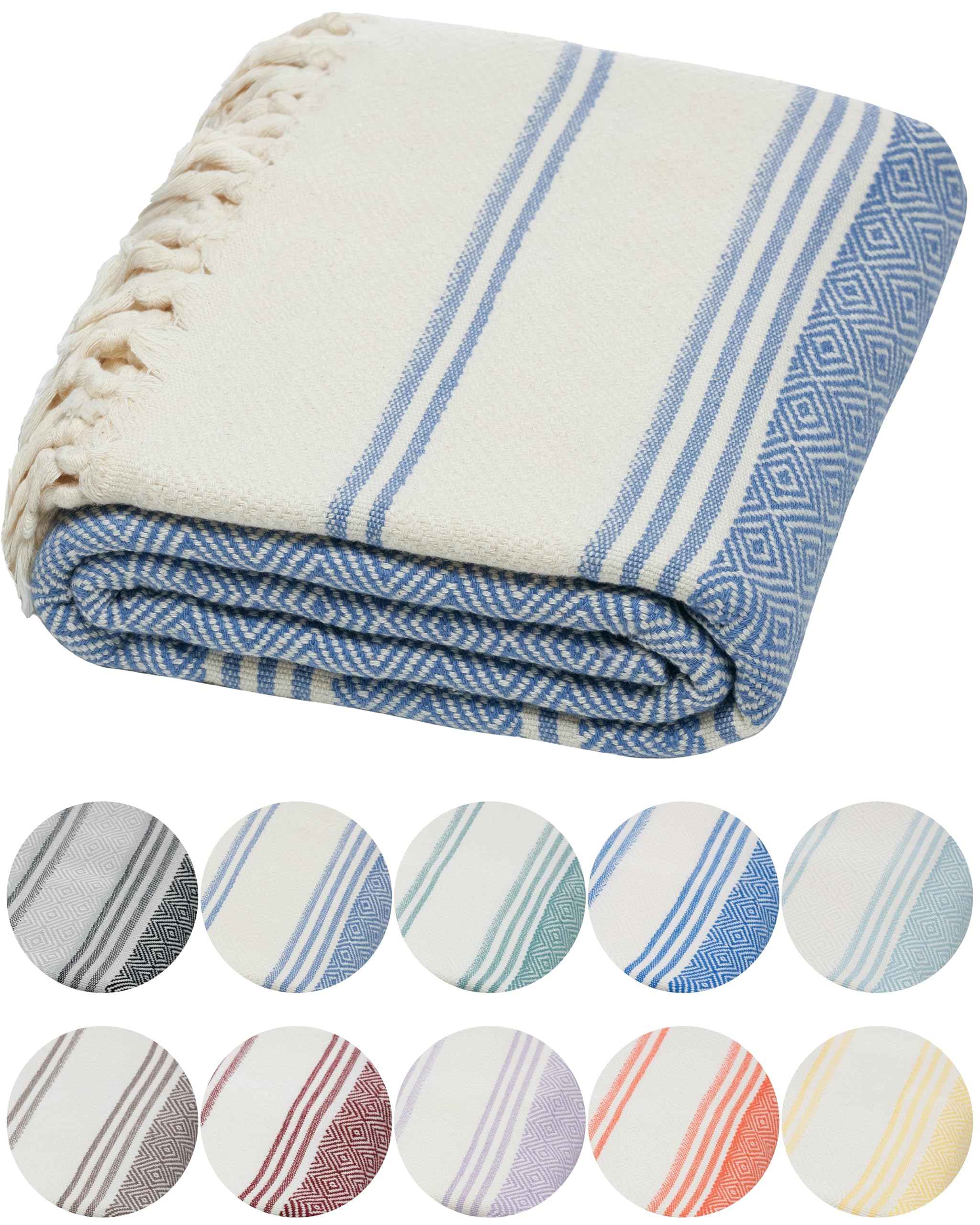 DEMMEX Organic Diamond Turkish Bath & Beach Towel | 100% Oeko-TEX Certified Cotton, Ultra-Soft & Quick-Dry | Lightweight & Compact Luxury Peshtemal Towel | Oversized 71