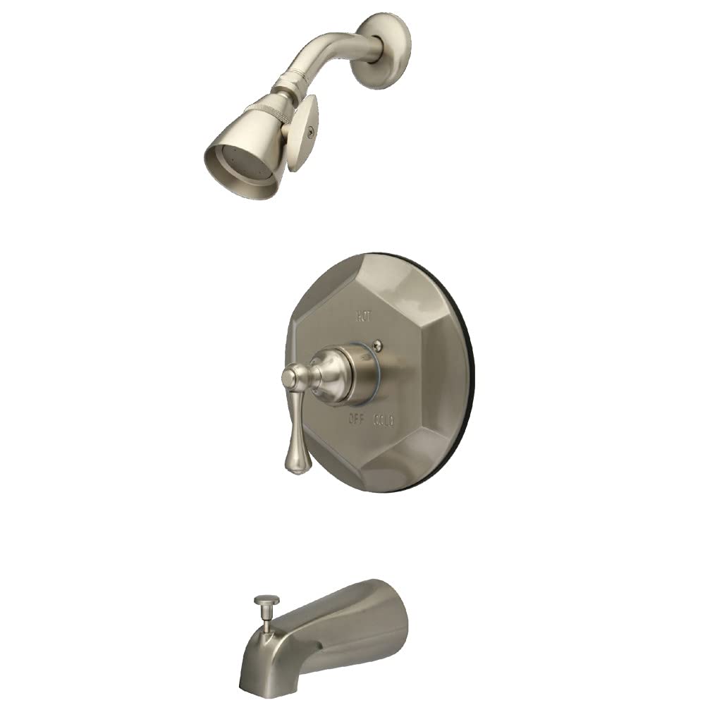 Kingston Brass KB4638BL English Vintage Tub and Shower Faucet - 7.5 Inch Brushed Nickel Finish | Classic Bathroom Fixture for Vintage & Modern Home Decor