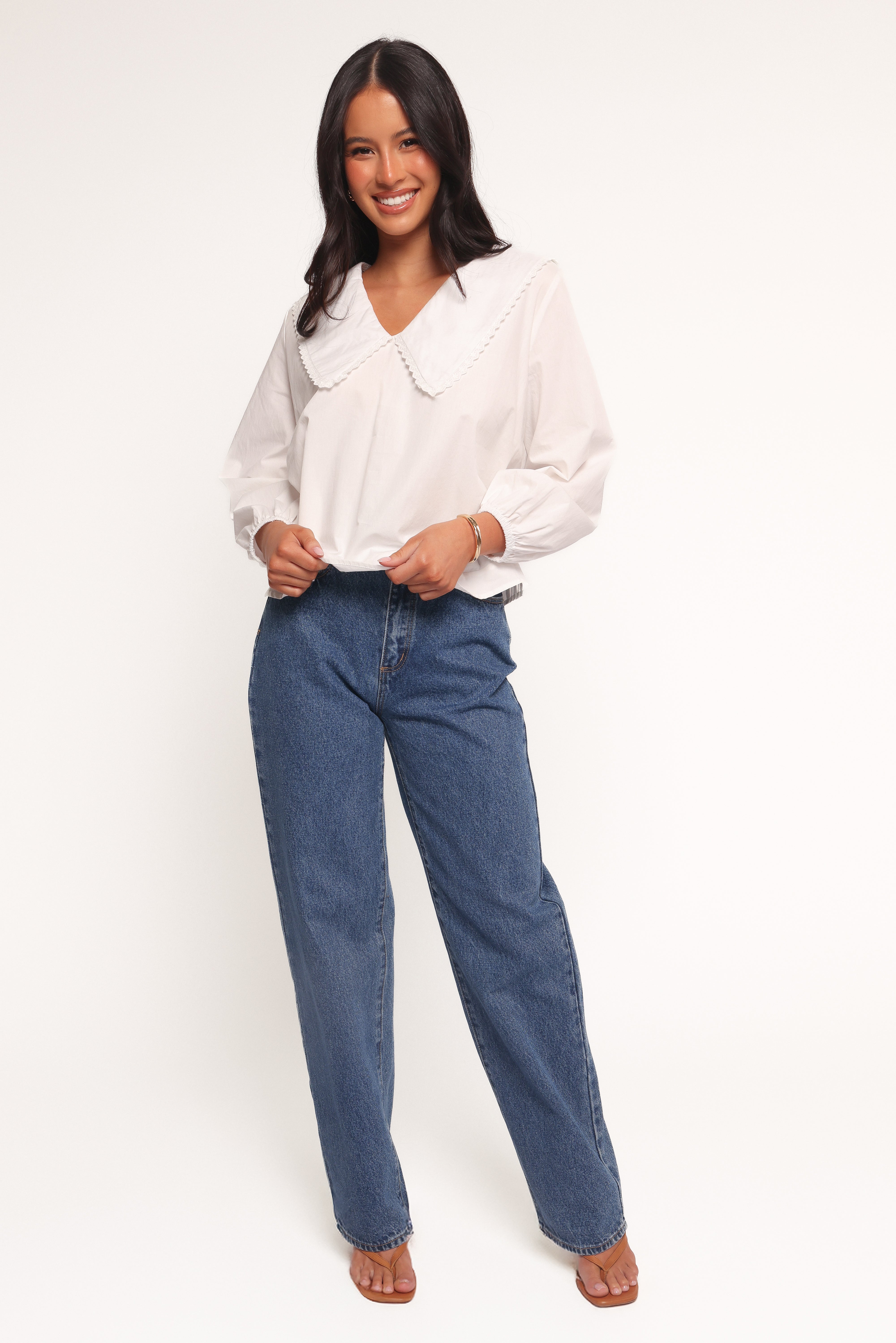 Kenna Women's Long Sleeve Casual T-Shirt - Soft Cotton Basic Top for Everyday Wear (White) | Perfect for Work, Layering & Fall Outfits