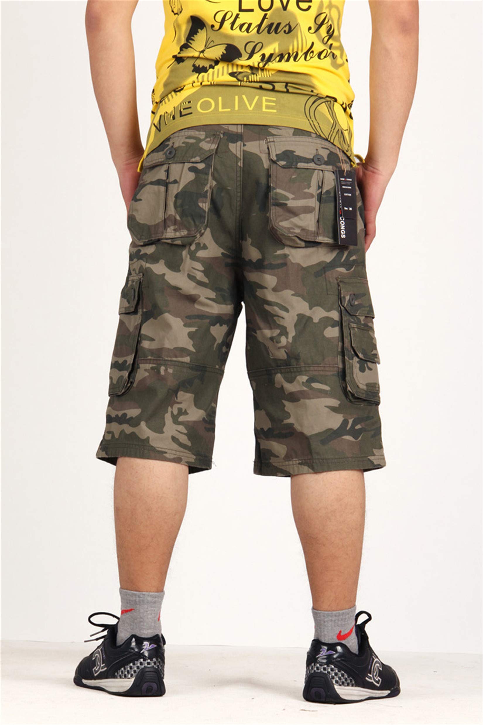 Andongnywell Men's Large Size Camouflage Military Cargo Shorts - Tactical Camo Work Pants with Multiple Pockets for Outdoor, Hiking & Casual Wear