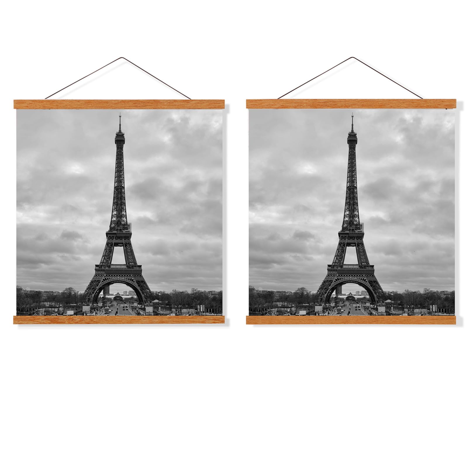 FALAMON 2 Pack Magnetic Poster Hanger Frame - 11x14 11x17 11x22 Teak Wood Poster Holder for Hanging Posters, Prints, Photos, Maps & Canvas Art - Perfect for Home, Office & Gallery Displays