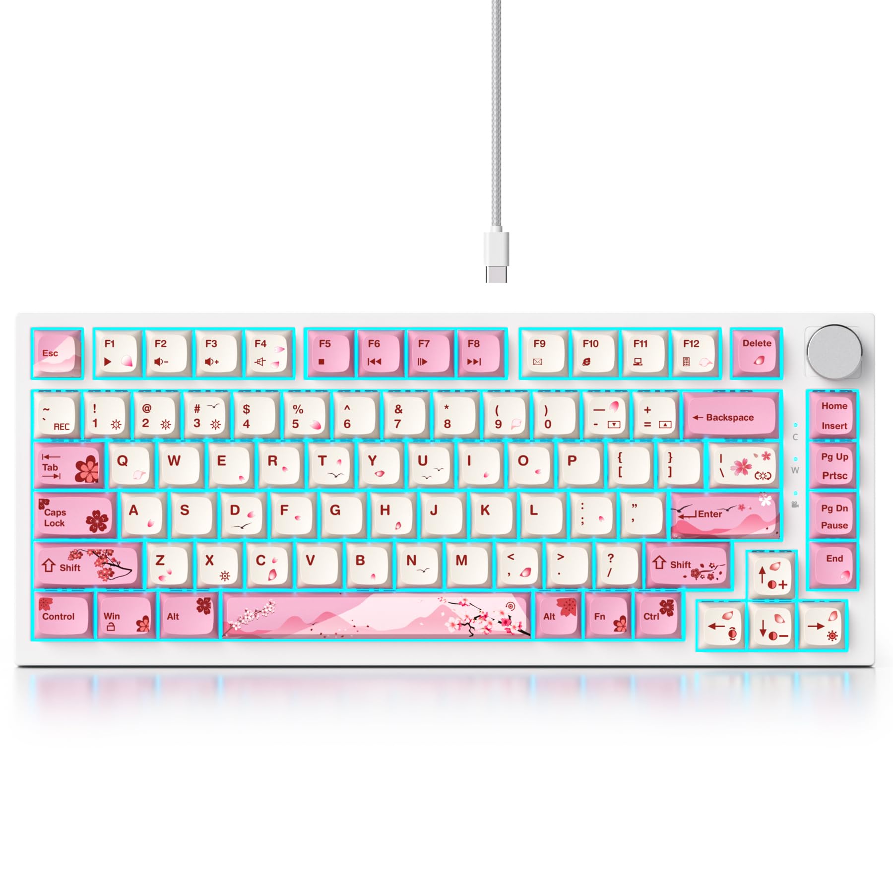 Fogruaden 75% Mechanical Gaming Keyboard - RGB Backlit, Hot-Swappable Red Switches, Gasket Mount, NKRO, Compact TKL Design with Volume Knob | Perfect for Esports, Office Work & Typing Enthusiasts