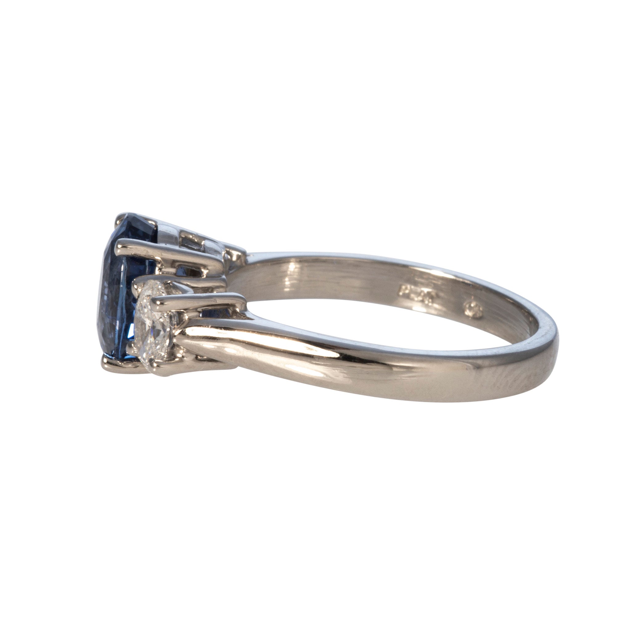 2.20ctw Oval Sapphire & Diamond Three Stone Platinum Ring for Women - Elegant Engagement, Wedding, Anniversary Jewelry Gift
